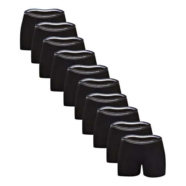 Kit 10 Cuecas Boxer Lupo Masculino Algodao Preto Liso G