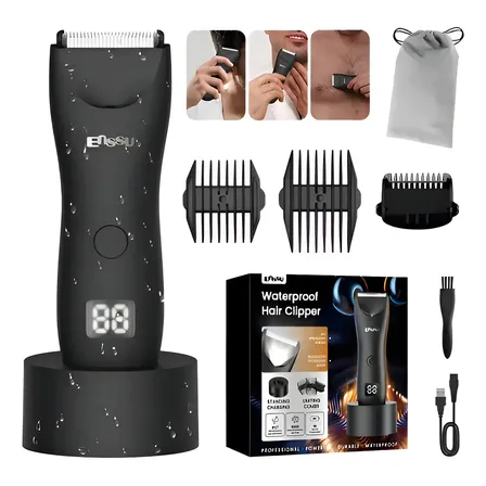 Aparador De Pelos Masculino C/ Lâmina Cerâmica Segura Ipx7 Preto