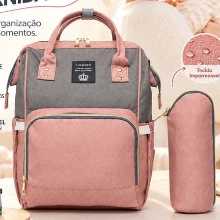Mochila Bolsa Maternidade Lequeen Saquinho Maternidade Personalizado E Multifuncional Bolsa Feminina De Estilo Arte Com Frasqueira Para Bebe E Bolsa Termica Para Mamadeira Cor Rosa