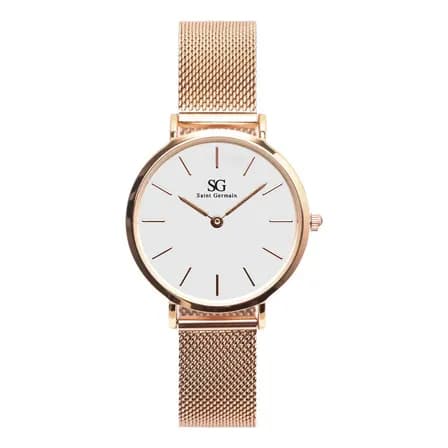 Relógio Feminino Dourado Rosé Saint Germain Nolita Rosé Gold 32mm fundo Branco