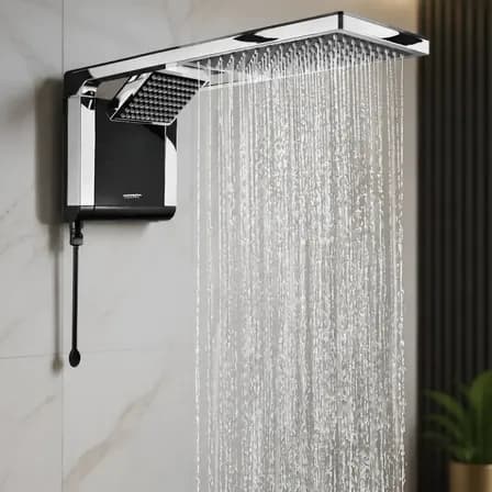 Chuveiro Eletrônico Lorenzetti Acqua Duo Ultra Preto/Cromado Parede 7800W