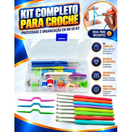 Kit Crochê Ergonômico VBS Brasil com 16 Agulhas Coloridas e Estojo para Amigurumi e Artesanato