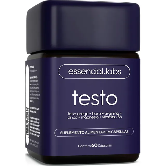 TESTO ESSENCIAL - Fórmula Exclusiva com Feno Grego + Boro + Arginina + ZMA + Vitamina B6 - 60 cápsulas