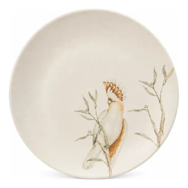 Prato Parede Decorativo Cerâmica Cacatua Com Suporte Ø20,5cm Branco Prato Parede Decorativo Cerâmica Porcelana Suporte Gancho Mola Limãso Siciliano Aves Pássaro Mandala Arabesco Frutas