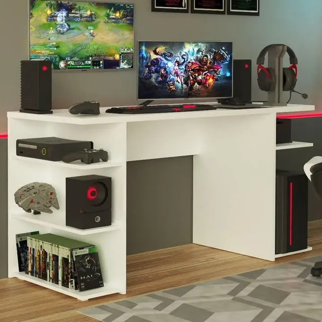 Mesa Gamer Madesa 9409 - Branco Branco