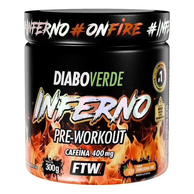 Pré Treino Pre Workout Diabo Verde Pote 300g Inferno Tangerina Fire