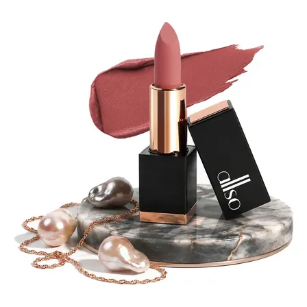 Batom Matte Allso Peach Reign Cremoso Longa Duração Resistente Alta Fixação Alta Pigmentação Não Transfere Hidrata os Lábios Fórmula Leve Dia e Noite Maquiagem Lipstick Long Lasting Transfer Proof