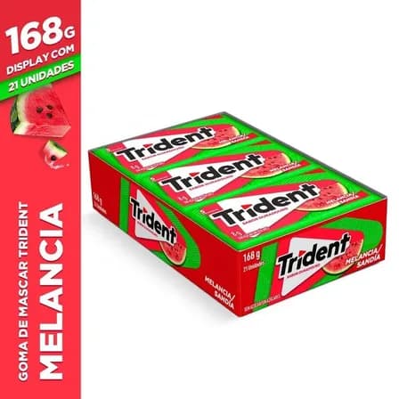 Chiclete Trident Melancia Sem Açúcar - Caixa Com 21 Unids. De 8g