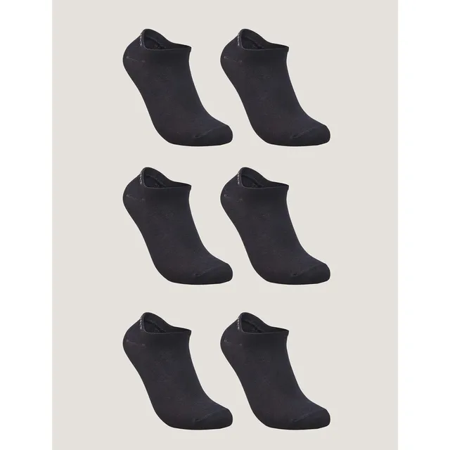 Kit De 6 Pares De Meias Masculino E Feminino Sapatilha Lupo Preto Liso 41-44