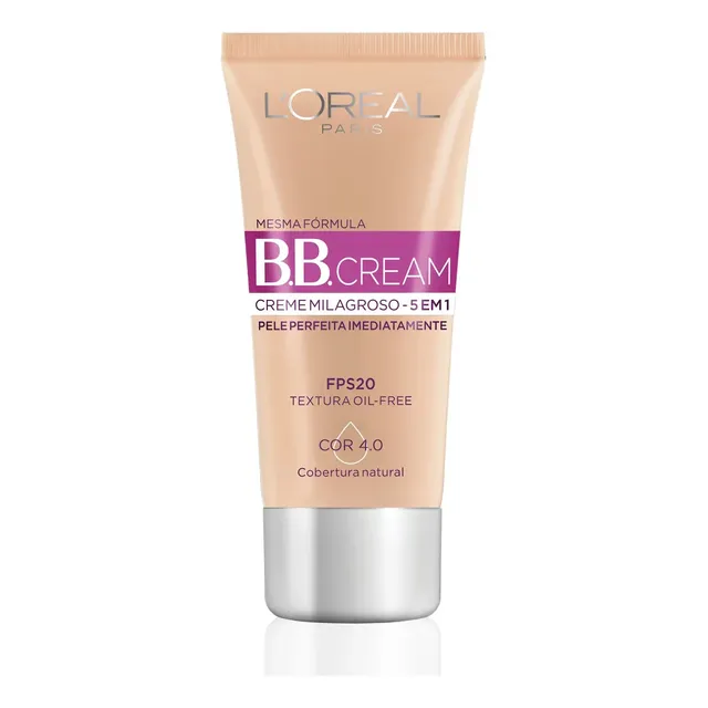 L'Oréal Paris Dermo Expertise BB Cream, Creme Milagroso 5 em 1, Cobertura Natural, Hidrata e Uniformiza a Pele, Oil Free, FPS 20 e Acabamento Matte, 30ml