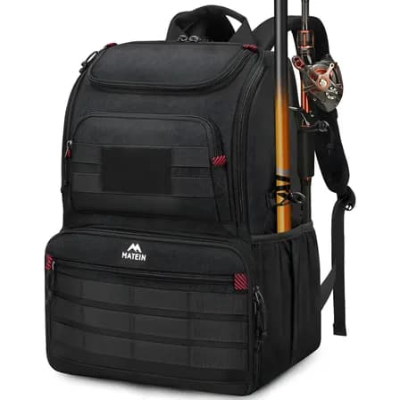 Mochila De Pesca, Mochila De Viagem Com Cooler Bolsa Impermeável Resistente Compartimentos Para Equipamento, Suportes Para Varas Matein 6642 Com Cooler Liso