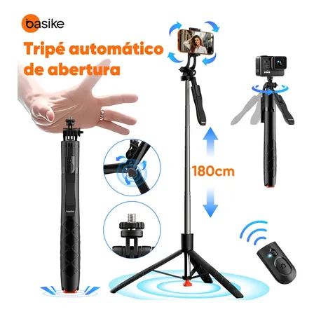 Basike Pop-up automático Tripé Celular universal Estável 360° para Celular、Câmera、Vlog E Gopro,Tripé Celular Profissional Universal Bastão Selfie Com Controle Remoto Bluetooth