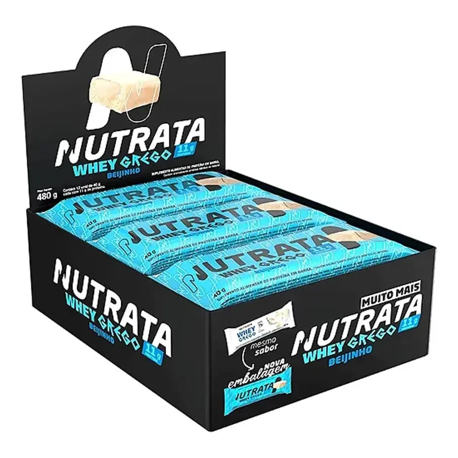 Barra de proteínas Nutrata WHEY Grego 40G sabor Beijinho x 480g 12 un