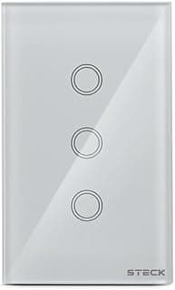 Steck, Interruptor Inteligente 4×2”, Touch Wi-Fi Steck Ambiente Conectado, 3 Módulos, Bivolt, Branco