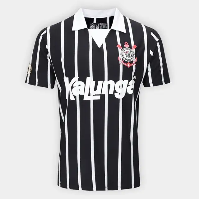 Camisa Polo Corinthians Retrô Kalunga Masculina Preta