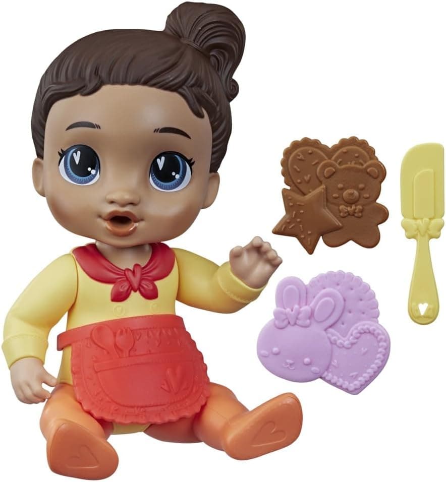 Baby Alive Boneca Bebê Confeiteira Gigi Giggles Morena com Avental e Acessórios de Cozinha