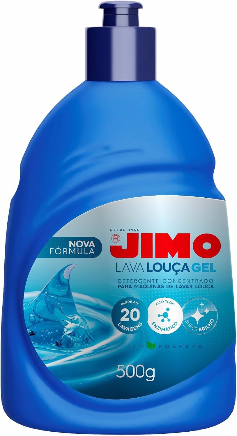 JIMO Lava Louca Gel Detergente Concentrado Desengordurante Super Brilho Limpeza Biodegradavel Rende 20 lavagens 500g