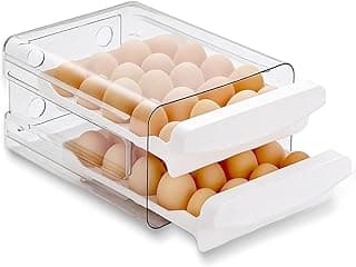 Porta-ovos para Geladeira de 2 Camadas, Recipiente de Armazenamento de Ovos Frescos, Caixa Organizadora de Plástico Transp...