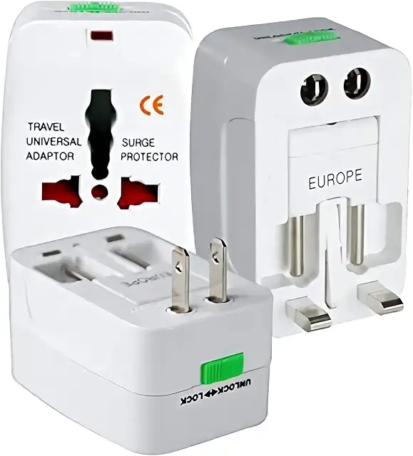 Genérico Adaptador de Tomada Universal Para Viagem Padrão Internacional Europa UK Asia EUA JP AU EU Europeu 3 Pinos Mais de 150 Países Bivolt Trava de Segurança Portátil Ajustável Super PREMIUM