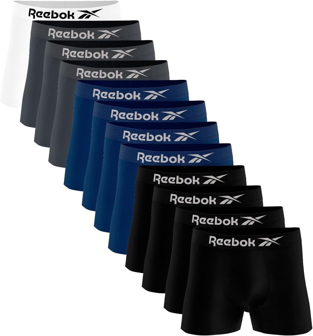 Kit 12 Cuecas Boxer Reebok Masculinas Microfibra Adulto Sem Costura