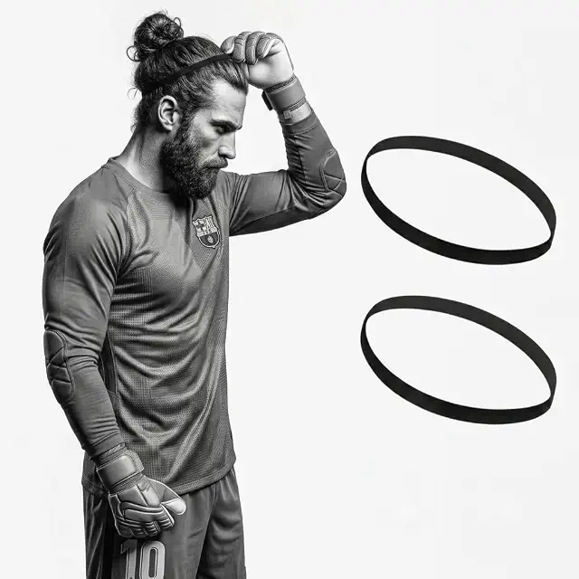 Kit 2 Faixas Elásticas para Cabelo Unissex com Detalhe Dourado, Preto, Esporte e Corrida