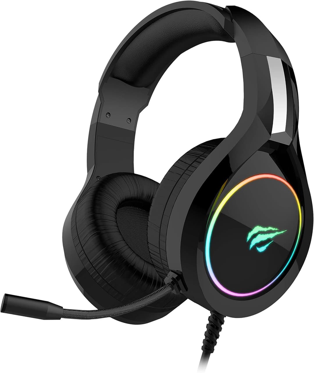 Havit Headphone Fone de Ouvido H2232d, Gamer, Iluminação RGB, com Microfone, Falante de 50mm, Conector 3.5mm, HAVIT, HV-H2232d, Cabo USB para Iluminação