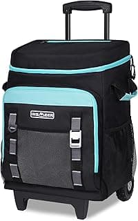 INSMEER Cooler com Rodas e Alça, 80 Latas/50L Bolsa Termica, Carrinho de Cooler Retrátil 2-em-1, Coolers Grandes para Comp...