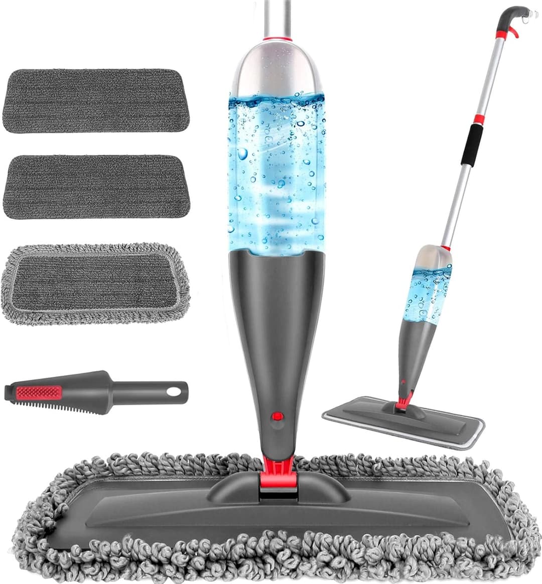 Mop Spray Com 800ml – Esfregão Com Spray De Microfibra Com 3 Refis Laváveis, Ideal Para Limpeza de Chão Seco e Úmido 🧼✨