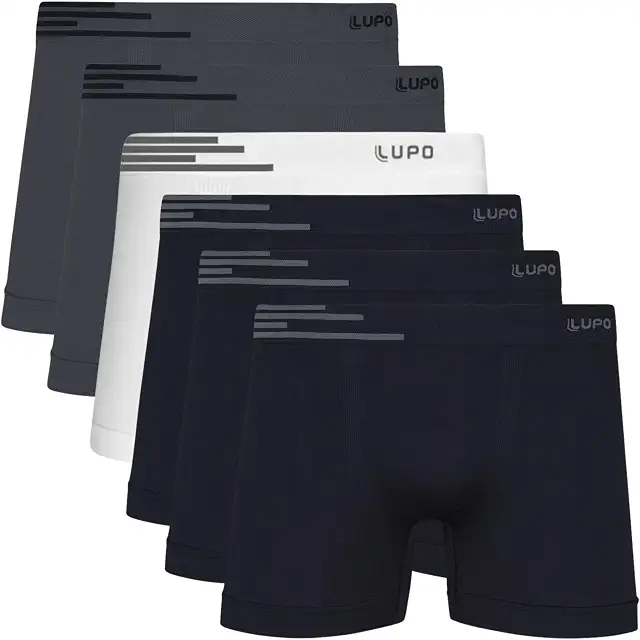 Kit 6 Cuecas Lupo Boxer Masculinas Microfibra de Poliamida Sem Costura Adulto