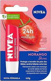NIVEA Hidratante Labial Morango Shine 4,8g - Cuidado intensivo para seus lábios, hidratação prolongada, delicioso aroma de...