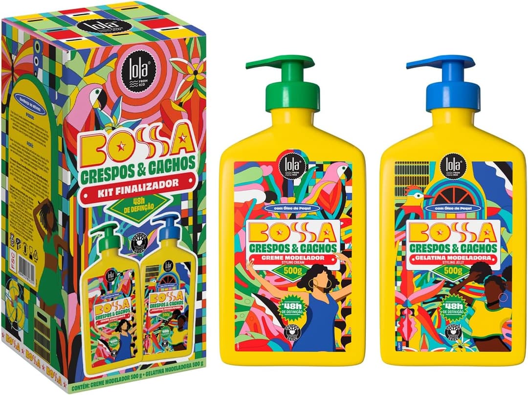 Kit Bossa Cabelos Crespos e Cacheados (Modelador Creme 500 g + Gelatina Modeladora 500 g) - Lola From Rio