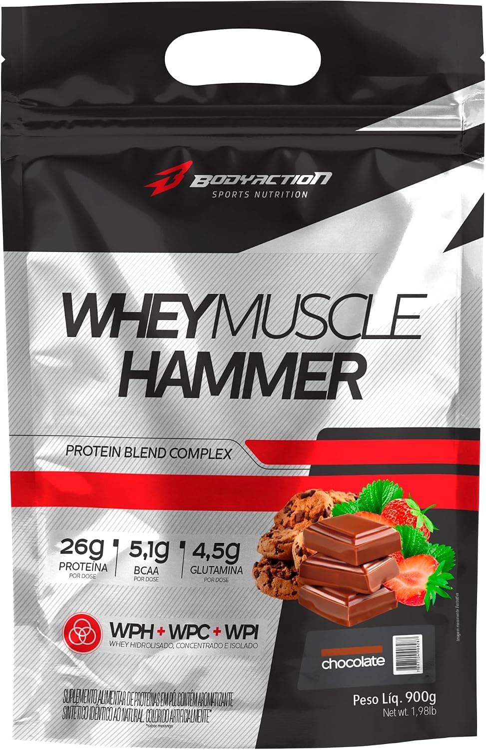 Whey Muscle Hammer 900g Sabor Chocolate Bodyaction