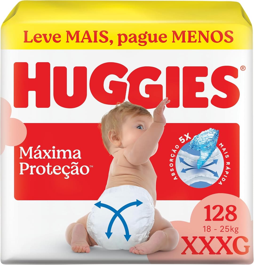 Fralda Descartável Huggies Xtra-Flex, Tamanho XXXL, 128 Unidades