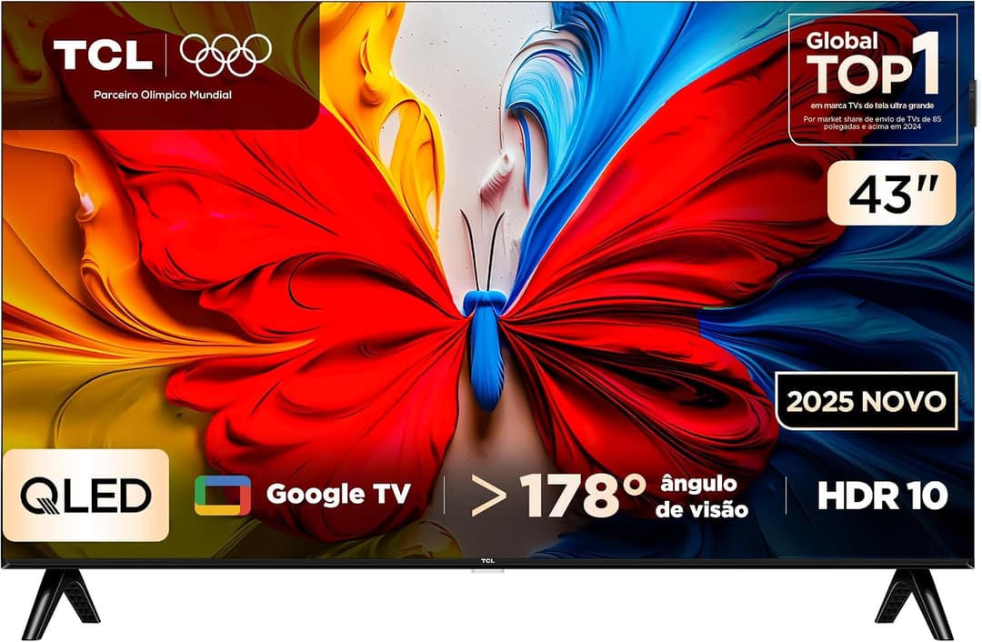 Smart TV TCL 43 Polegadas QLED Full HD S5K WiFi Bluetooth Google TV 2 HDMI HDR10 Dolby Audio 43S5K