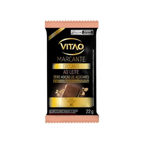 VITAO Chocolate ao Leite com Cereais Zero Açúcar 22g – Sem Glúten, Textura Cremosa e Crocante