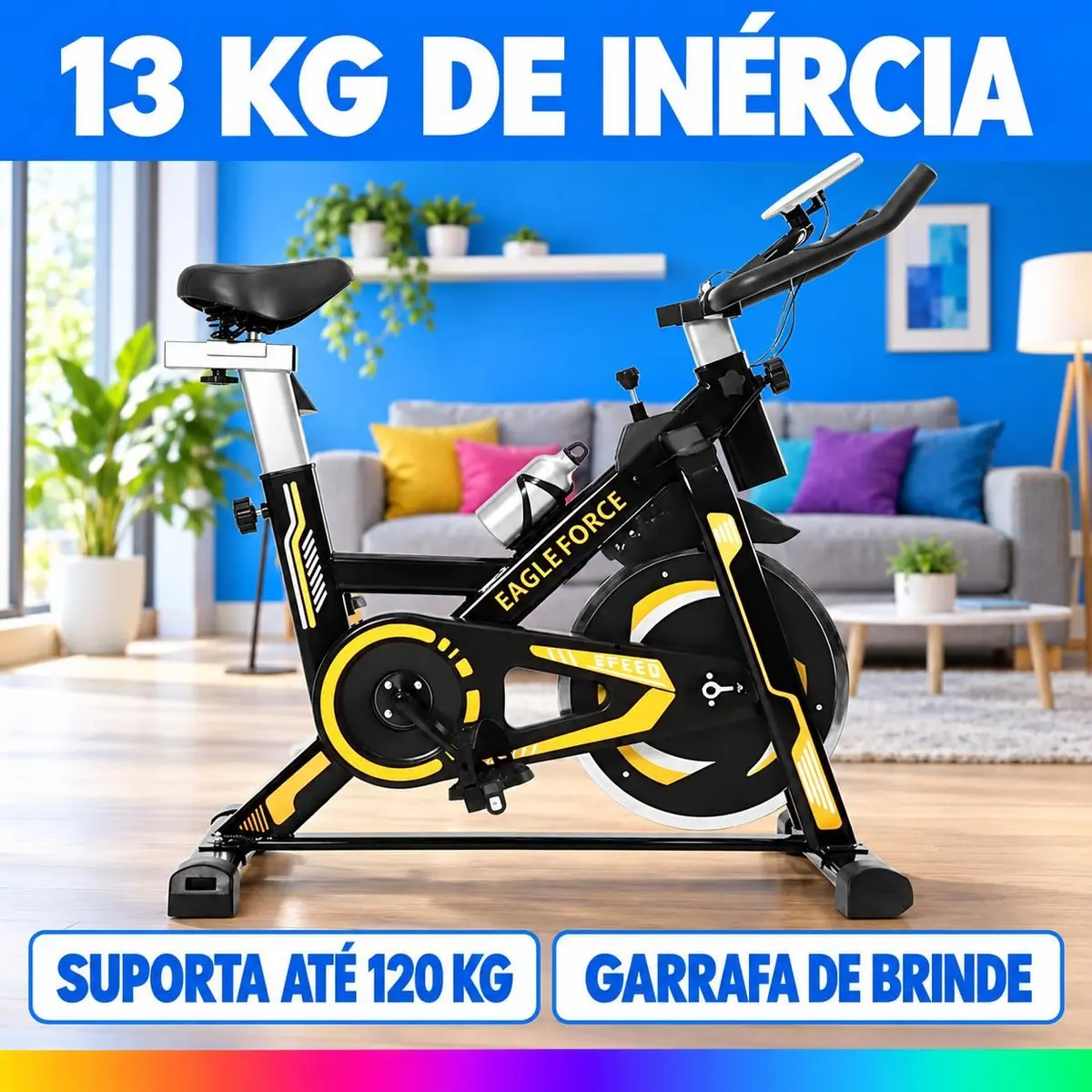 Bicicleta Spinning Fitness Ergométrica Suporta 120kg Bike Com Roda De Inércia13kg para Cardio - Eagle Force