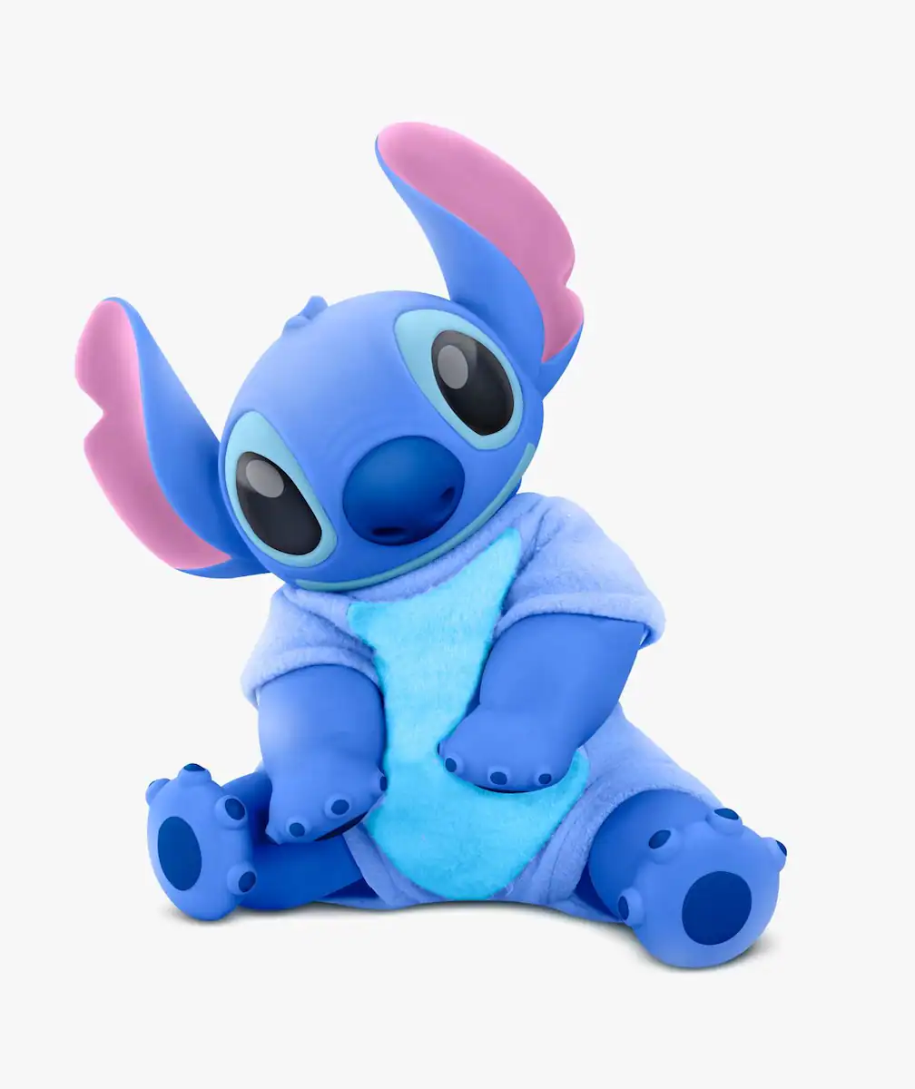 Boneco pelúcia Stitch Baby com certidão de nascimento Roma brinquedos tecido e vinil