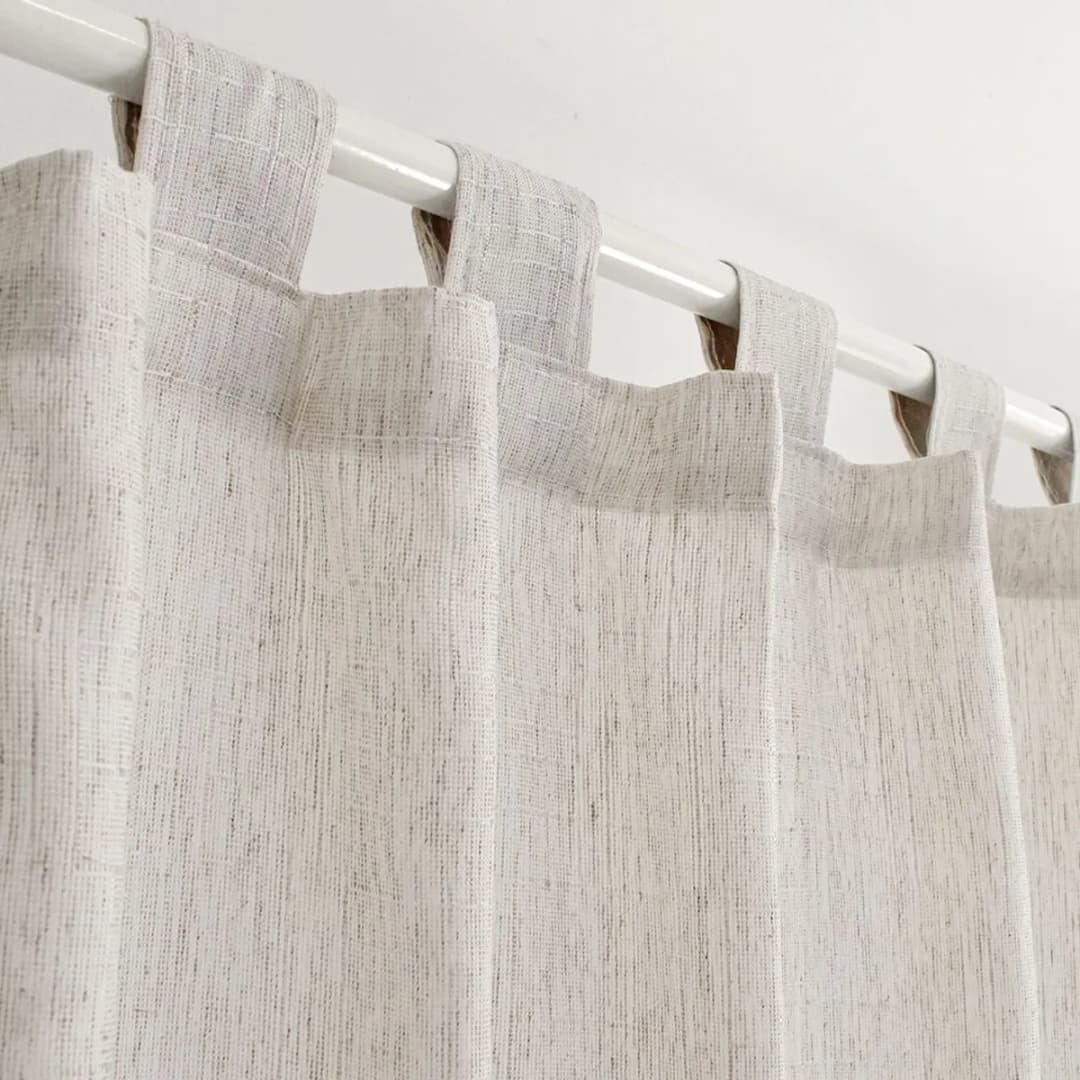 Cortina de Cozinha 2,00m x 1,20m Rústica Linho com Alça Decoração Bege Gaze para Varão - Casa Zás