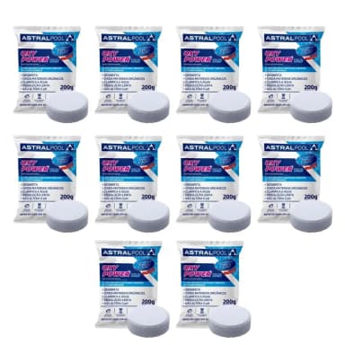 Kit 10 Cloro Para Piscina Tablete / Pastilha 200g Desinfeta E Oxida 200g - Hidroall