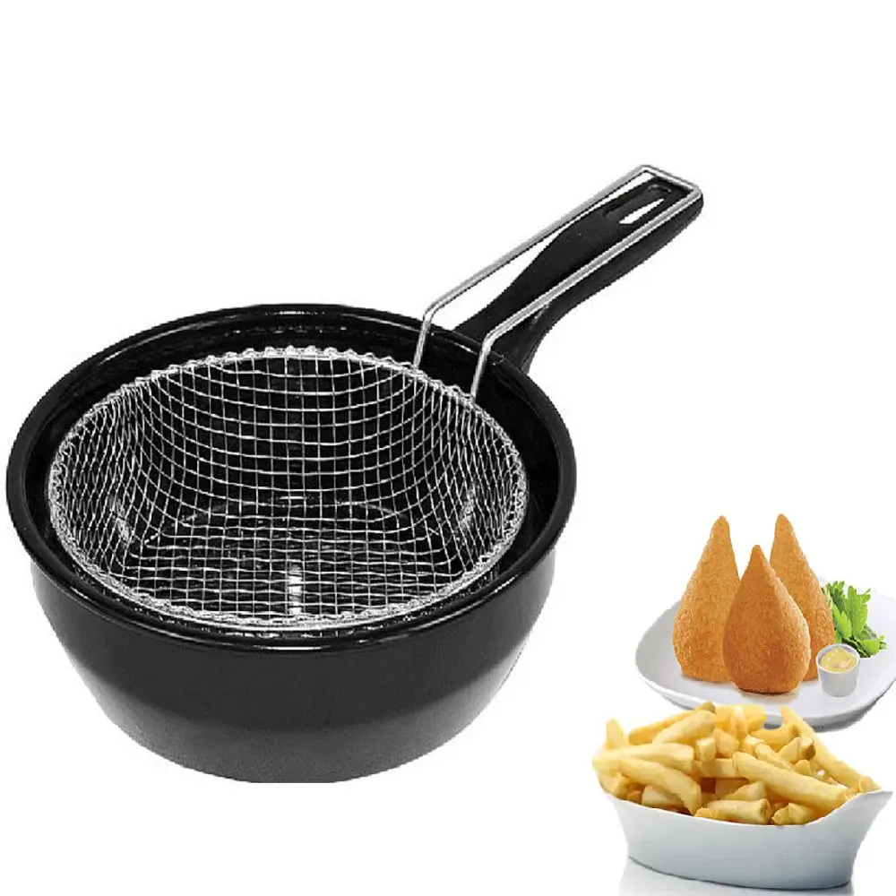 Panela Frigideira Com Cesto de Fritura Fritadeira Esmaltada Fritatudo 20cm 1,5 Litros Roa