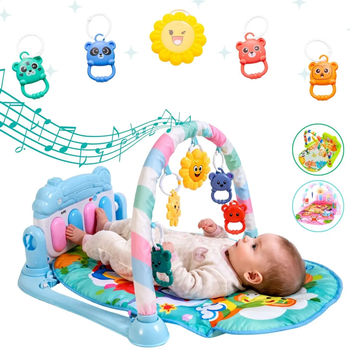 Tapete de Atividades Musical para Bebê com Piano Interativo Ginásio Mobile - ATENTU