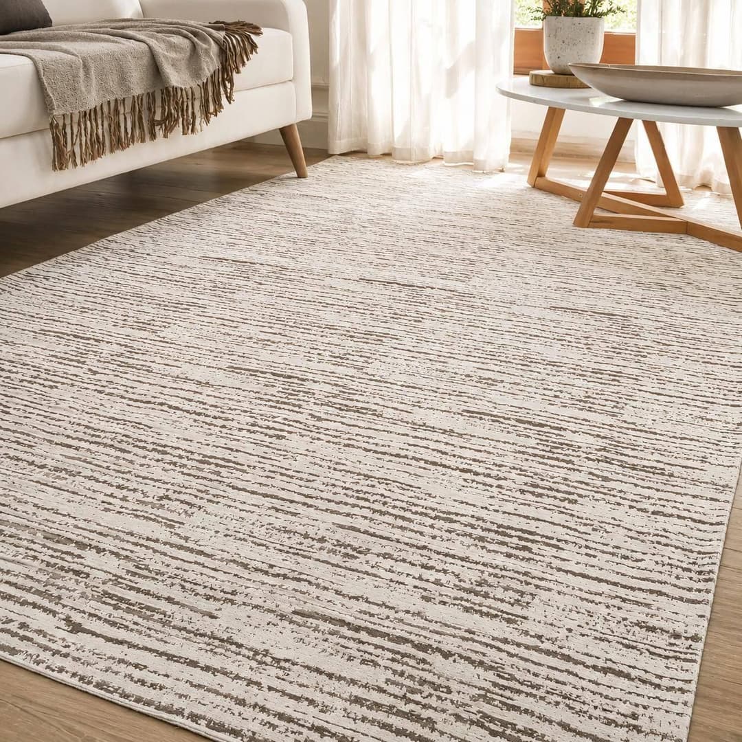 Tapete de Sala Quarto 2,00m x 1,40m Antiderrapante Decoração Bege Rústico Boho Artesanal Jacquard - Casa Zás