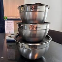 Kit 3 Tigelas Electrolux Aço Inox Bowls com Tampa Plástica 1,4L 2L 2,6L