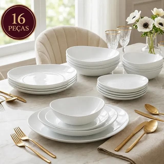 MESA POSTA LINDA SEM GASTAR MUITO! KIT OPALINE COM 16 PEÇAS PRA RECEBER AS VISITAS COM TODO CHARME 😍✨*