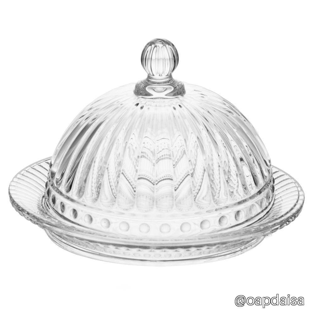 Prato para Doces com Tampa Empire 14,5cm Cristal Lyor Bolos Sobremesas Mesa Posta Organização Decoração Casa Compacto