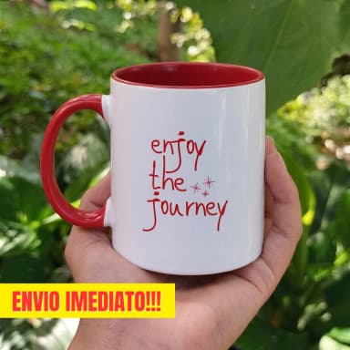 Caneca Xícara Porcelana Personalizada Enjoy The Journey Amigo Secreto Pinterest Presente DecoraçãoVer produto