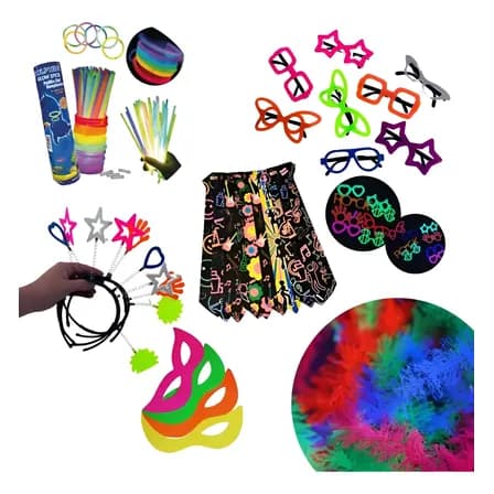 Kit Balada Festa 150 Pç Óculos Tiara Pulseira Neon Casamento