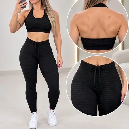 Conjunto Legging Top Fitness Feminino Zero Transparência