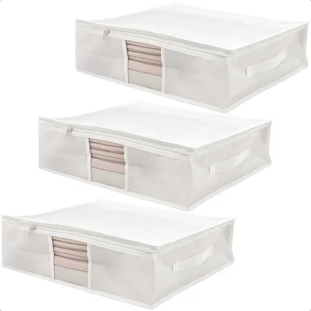 Kit 3 Saco Organizador Multiuso Closet Roupa Cama Mesa Banho Cor Branco