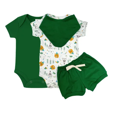 Kit 4 Peças Conjunto Body Bebe Menino 100% Algodao Premium